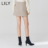 Lily 119420C6117 修身斜纹羊毛半身裙