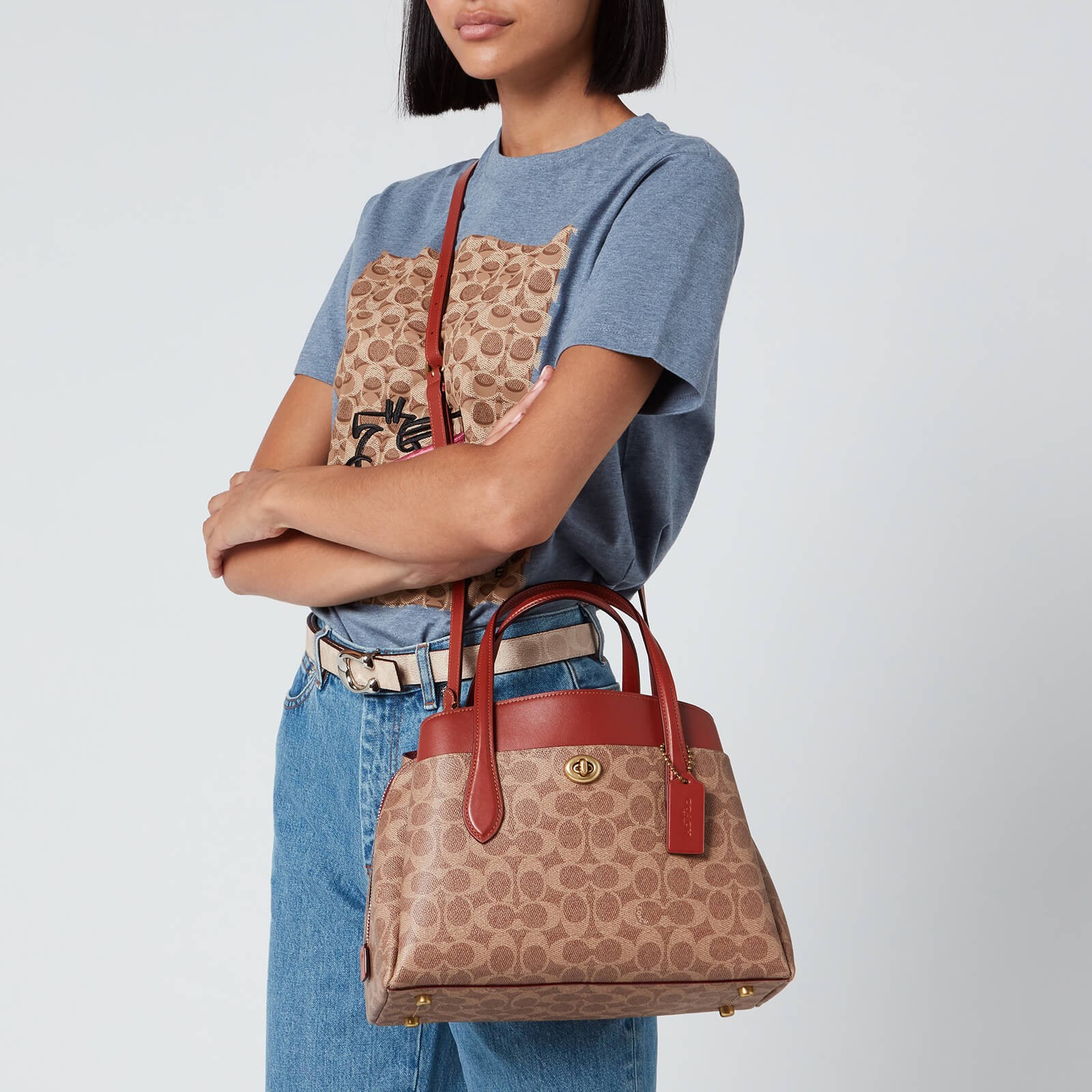 银联返现购coach蔻驰signatureloracarryall系列30号托特包