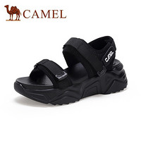 骆驼（CAMEL） 女鞋 港风夏日运动网面魔术贴厚底凉鞋 A025256125 黑色 40