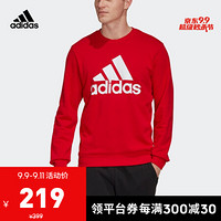 阿迪达斯官网 adidas MH BOS CREW FT 男装运动型格卫衣FQ7714 浅猩红/白 A/S(175/92A)