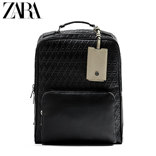 ZARA 新款 男包 黑色凸饰大容量便携实用双肩背包 13201620040