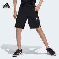 阿迪达斯官网 adidas YB TR RUN SH大童装训练梭织短裤 DV2938 黑色/深银灰/淡灰 176CM