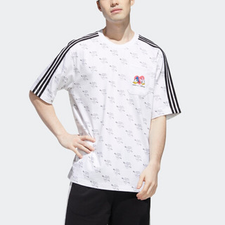 阿迪达斯官网 adidas neo Disney唐老鸭男女运动短袖GJ5639 白/黑色 A/2XL(185/108A)