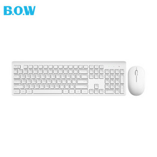 B.O.W MK-730 无线键盘鼠标套装 笔记本台式电脑办公键鼠套装 超薄静音 全尺寸 防泼溅 白色