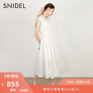 SNIDEL2020春夏新品甜美糖果色V领收腰显瘦包袖连衣裙SWFO202030