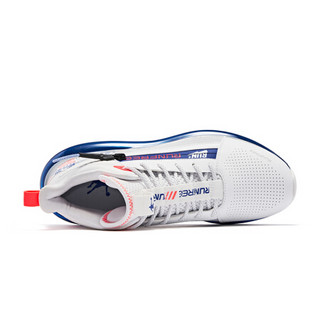 乔丹 男鞋跑步鞋高帮革面气垫运动鞋 XM4590237 白色/活力蓝 43
