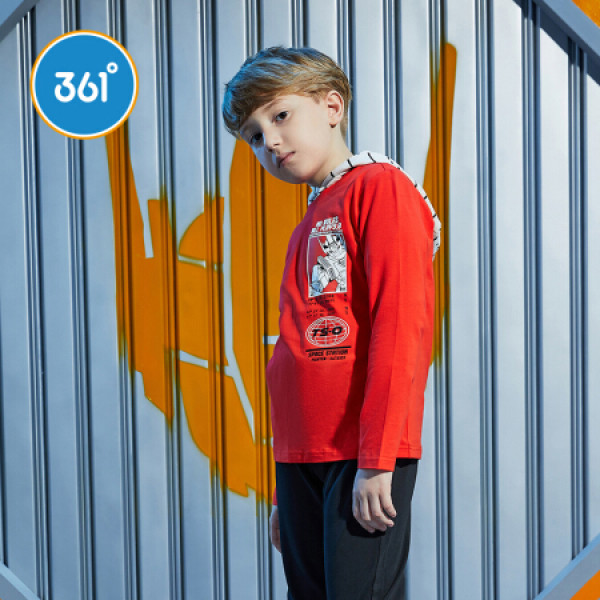 商品361°361度童装儿童长t恤男童薄卫衣2020秋季中大童长袖t恤 zyn