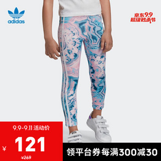 阿迪达斯官网 adidas 三叶草MARBLE LEGGINGS小童装紧身裤 DV2337 多色/白 104CM