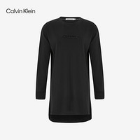 Calvin Klein CK JEANS 2020秋冬款 女装立体胶印LOGO长款长袖T恤 J214749 BEH-黑色 XS