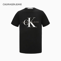 CK JEANS 2020秋冬 男装纯棉刺绣LOGO圆领短袖T恤 J312206 BEH-黑色 L