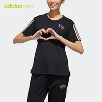 阿迪达斯官网 adidas neo W BRLV TEE 2 女装运动短袖T恤GK1499 黑色/黑色 A/M(165/88A)