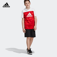 阿迪达斯官方 adidas YB TR SET TEE 大童训练短袖针织套装DW5378 亮粉红荧光/白 黑色 152CM