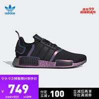 阿迪达斯官网 adidas 三叶草 NMD_R1 男女经典运动鞋FV8732 一号黑/镭射银 43(265mm)