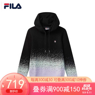 FILA 斐乐官方 女子编织衫 2020秋季新款宽松连帽运动休闲上衣女 正黑色-BK 160/80A/S