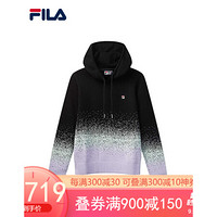 FILA 斐乐官方 女子编织衫 2020秋季新款宽松连帽运动休闲上衣女 正黑色-BK 160/80A/S