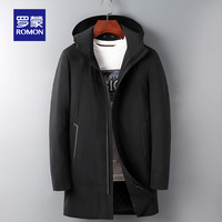罗蒙中长款连帽风衣男士2020秋冬保暖加棉外套中青年百搭厚款夹克