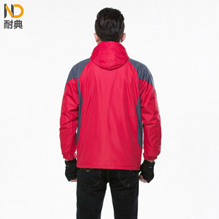 耐典 冬季冲锋衣 男女工作服款户外防风保暖加厚两件套棉服外套ND-J1405 男款红色 L