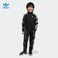 阿迪达斯官网 adidas 三叶草FLAMESTRK TS小童装运动套装 DV2864 黑/白 黑/白 104CM