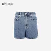 CK JEANS 2020秋冬款 女装时尚彩虹LOGO休闲牛仔短裤 J214502 1AA-蓝色 29