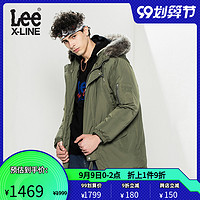 LeeXLINE 20秋冬新款橄榄绿羽绒夹克男长款外套潮流L432343SA81K