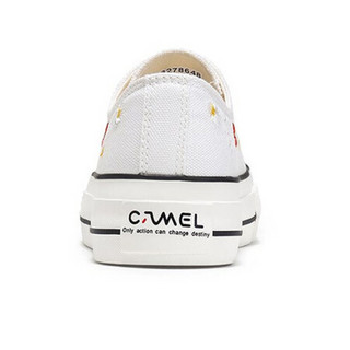骆驼（CAMEL） 女鞋 趣味小清新刺绣小雏菊厚底帆布鞋 A03278648 白色 40