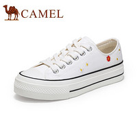 骆驼（CAMEL） 女鞋 趣味小清新刺绣小雏菊厚底帆布鞋 A03278648 白色 40