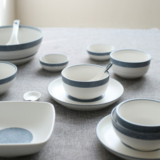 川岛屋  日式简约石纹雪花釉面餐具和风陶瓷盘子 饭碗汤碗勺子日式餐具PZ-6 大面碗