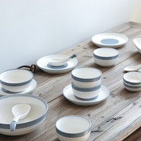 川岛屋  日式简约石纹雪花釉面餐具和风陶瓷盘子 饭碗汤碗勺子日式餐具PZ-6 大面碗
