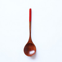 川岛屋 日式楠木情侣勺子 饭勺汤勺原木勺子木制餐具S-8 红色柄勺
