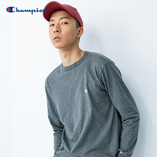 Champion冠军2020新款男款BASIC素面刺绣小C LOGO纯色长袖T 白色 XL