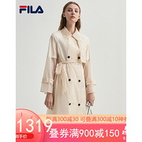 FILA（斐乐）官方 女子梭织风衣外套2020新款长款外套女腰带风衣 麦粉色-BG 165/84A/M