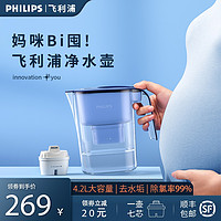 PHILIPS 飞利浦 净水壶家用过滤水壶厨房滤水杯自来水净水器直饮4.2L滤水壶