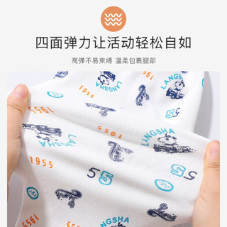 浪莎儿童秋裤男童纯棉内穿单件打底棉毛裤保暖大童睡裤宝宝线裤 QY003  数字小车 110（建议身高95-110）
