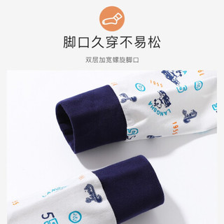 浪莎儿童秋裤男童纯棉内穿单件打底棉毛裤保暖大童睡裤宝宝线裤 QY003  数字小车 110（建议身高95-110）