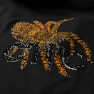 cnc男装2020秋季新款蜘蛛刺绣黑色开衫卫衣男连帽休闲外套潮