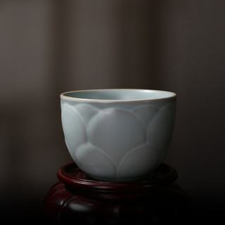 东道汝窑茶具套装小莲花单杯女茶盏主人杯陶瓷品茗杯观音送礼茶杯