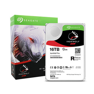 SEAGATE 希捷 酷狼IronWolf Pro系列 3.5英寸 NAS硬盘 16TB (7200rpm、CMR) ST16000NE0000