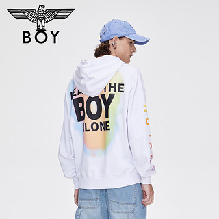 BOY LONDON白色连帽卫衣男幻彩字母印花2020秋情侣款B203NB604101