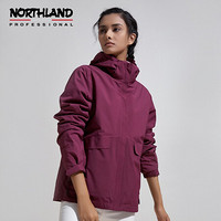 诺诗兰（NORTHLAND）2020新款秋冬女士冲锋衣 户外三合一外套 可拆卸保暖冲锋衣女 梅紫色 175