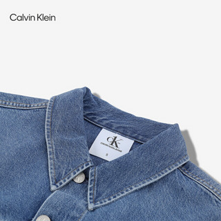 CK JEANS 2020秋冬款 女装纯棉撞色LOGO时尚牛仔外套 J216204 1A4-蓝色 XS