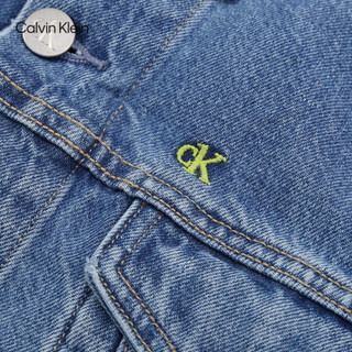 CK JEANS 2020秋冬款 女装纯棉撞色LOGO时尚牛仔外套 J216204 1A4-蓝色 XS