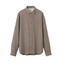 無印良品 MUJI 無印良品  女式 新疆棉法兰绒 衬衫 深咖啡色 M