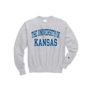 Champion冠军男士卫衣圆领长袖T恤纯色Kansas Jayhawks 550800 Silver Grey 2XL