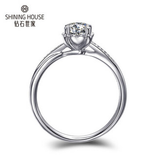 SHINING HOUSE 钻石世家 一生至爱系列 JR0538-50 女士几何18K白金钻石戒指 52分 I-J SI 11号