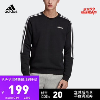 阿迪达斯官网 adidas M CREW 3S 男装训练运动卫衣套头衫EI8994 黑/白 A/M(175/96A)