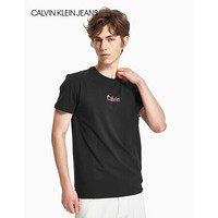 CK JEANS 2020秋冬款男装 时尚渐变色LOGO圆领短袖T恤 J315638 BAE-黑色 M