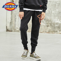 Dickies logo印花卫裤 男式腰部抽绳螺纹脚口毛圈布长裤 卫裤男DK007022 黑色 XXL