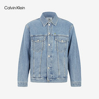 CK Jeans 2020秋冬款 男女同款纯棉撞色LOGO牛仔外套 J400075 1A4-蓝色 M