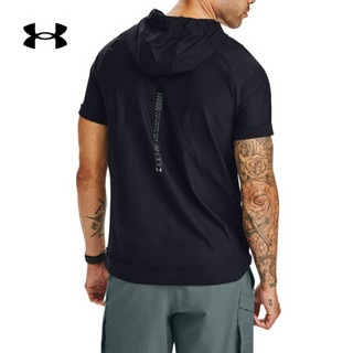 安德玛官方UA Run Anywhere男子连帽运动短袖T恤Under Armour1356171 黑色001 M