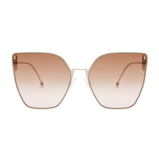 fendi芬迪女士太阳镜超大猫眼造型金色金属材质精致时尚棕色渐变色